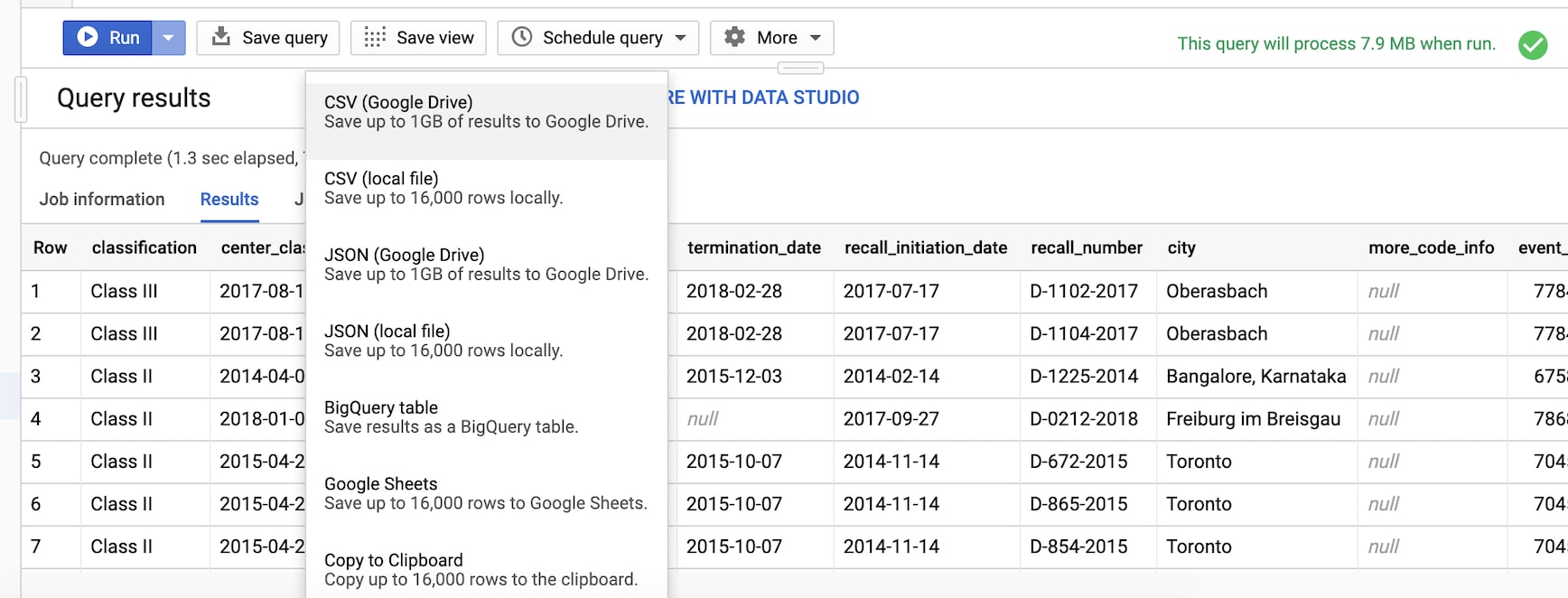 Google BigQuery export file format